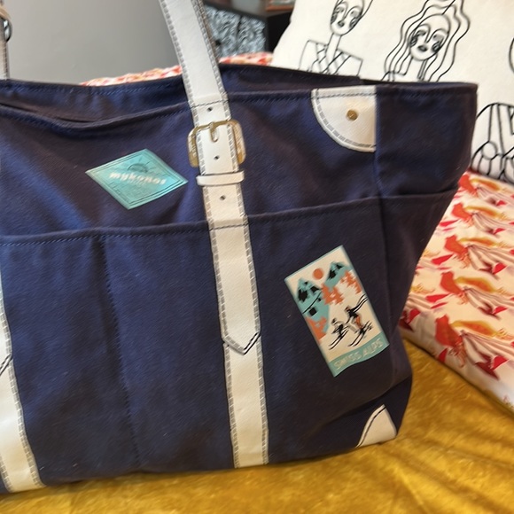 Kate Spade New York Extra Large Canvas & Leather Travel/ Diaper/Weekend Bag VGUC - Picture 7 of 14